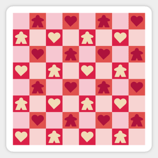 Red Valentine Meeple Gingham Check | Game Night Picnic Checkerboard Sticker